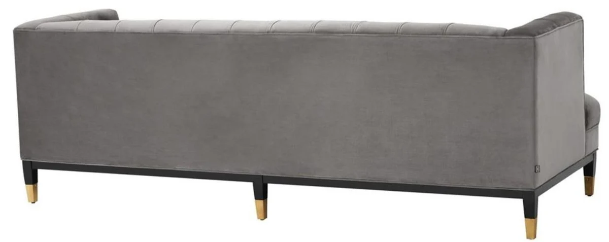 Luxury living room sofa gray / black / brass 230 x 85 x H. 79 cm - Chesterfield velvet sofa