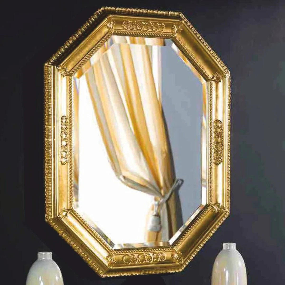 Luxus Barock Spiegel Gold H. 85 cm - Barock Möbel - Made in Italy
