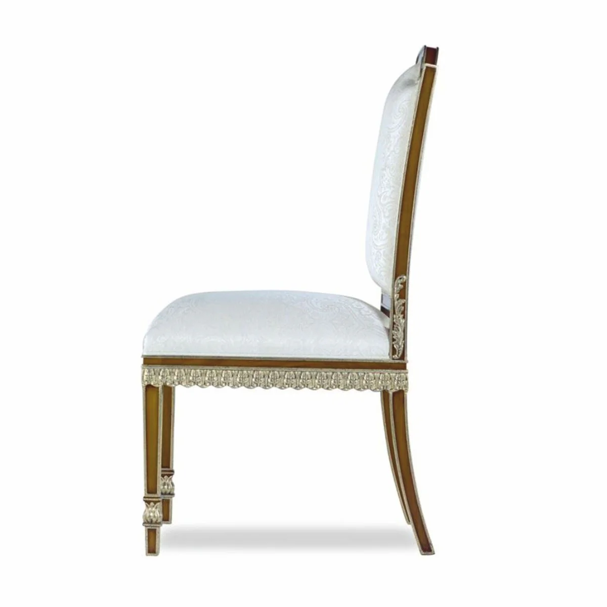 Luxury Baroque Mahogany Dining Chair White / Brown / Gold H. 102 cm - Baroque Furniture