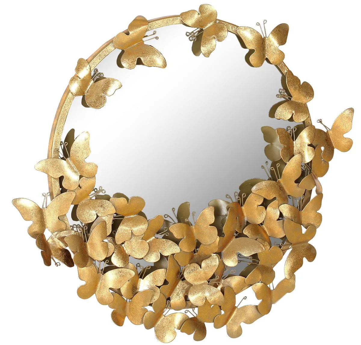 Designer mirror gold 73 x 5 x H. 70 cm - Modern powder-coated metal wall mirror with decorative butterflies - Decorative accessories