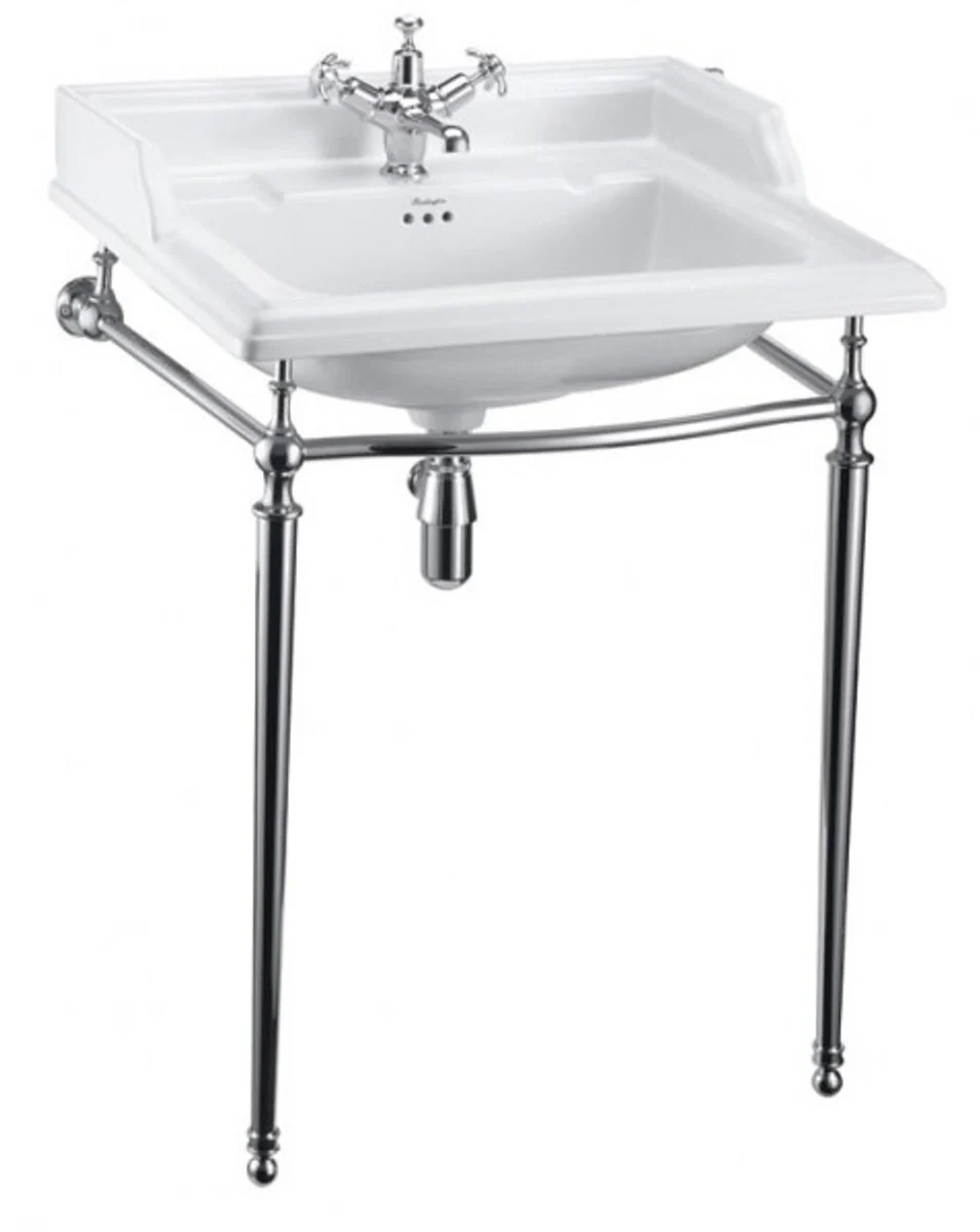 Art Deco standing washbasin white / chrome - Art Nouveau washbasin baroque antique style