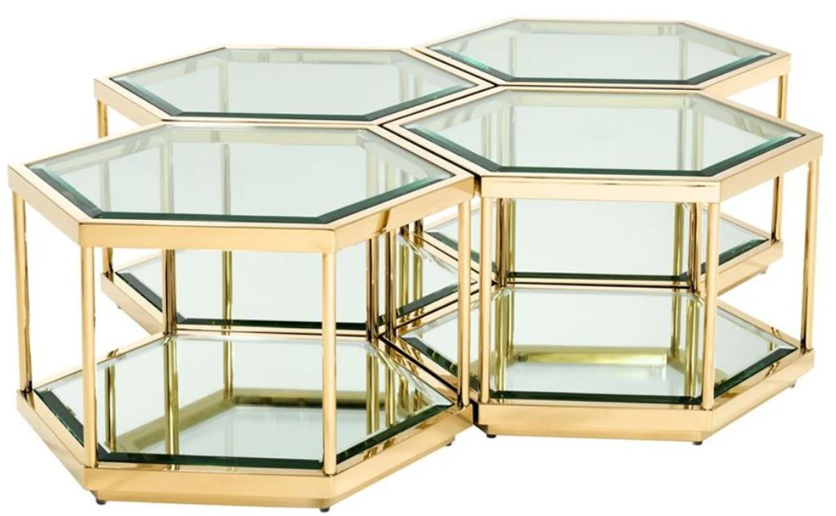 Luxury coffee table / living room table set of 4 gold 60 x 52 x H. 36 cm - living room furniture