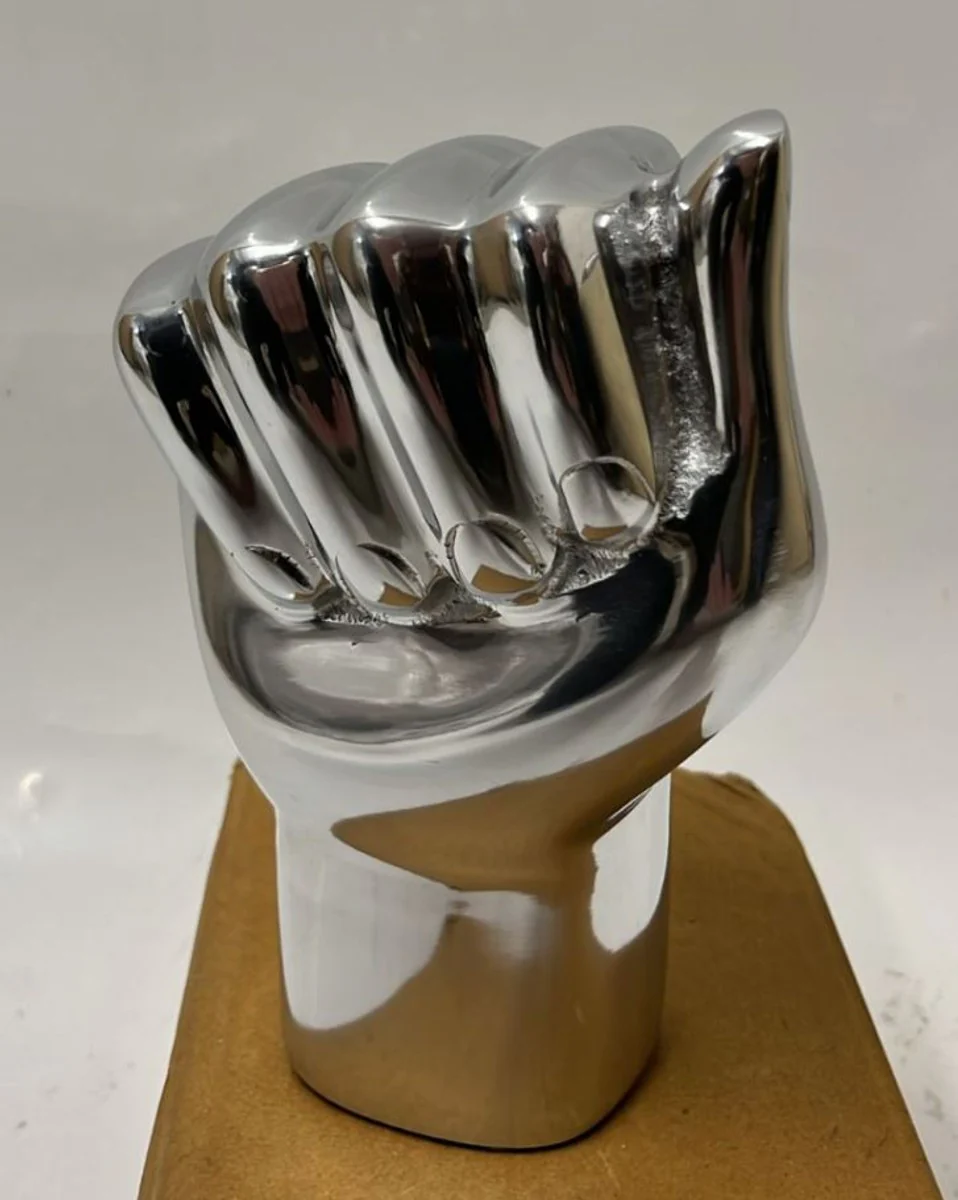 Aluminum decorative fist silver H. 17.5 cm - desk decoration