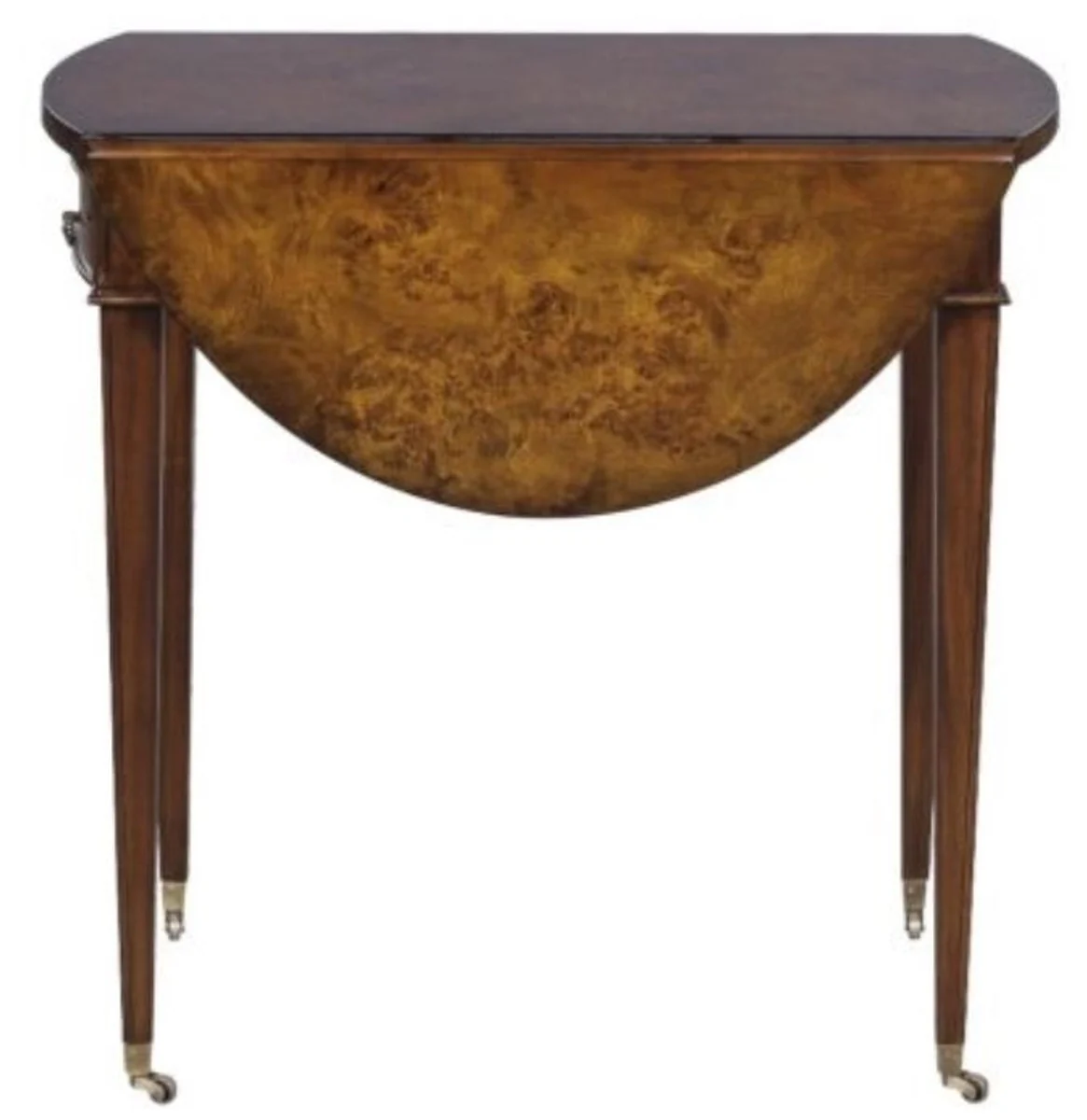 Luxury side table with drawer brown / light brown 89 x 76 x H. 64 cm - living room side table on wheels