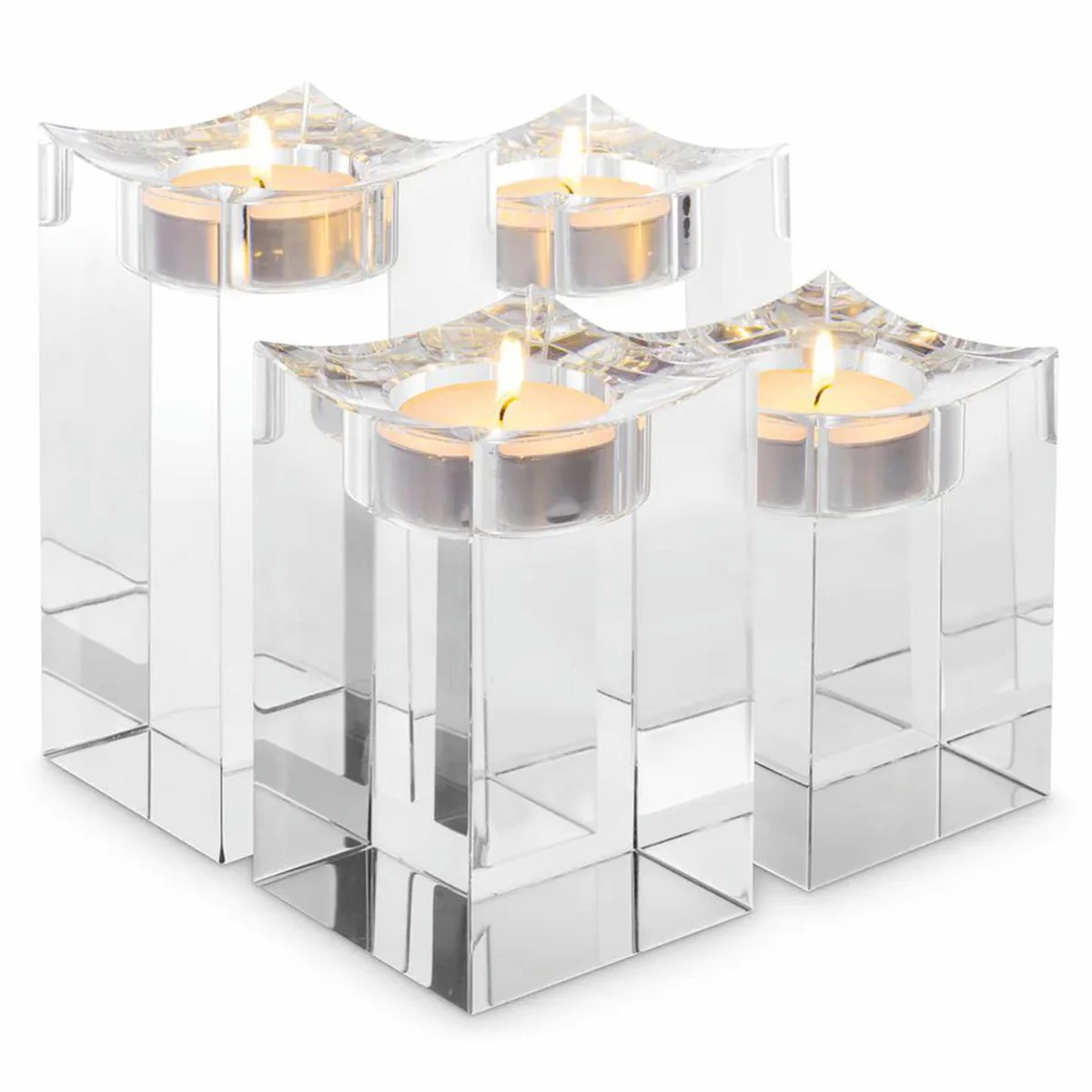 Luxus Kristallglas Teelichthalter Set - Deko Accessoires