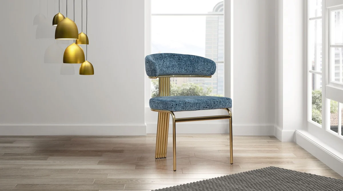 Luxury dining room chair blue / gold H. 83 cm