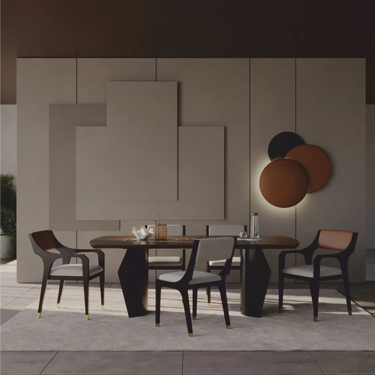 Luxury Dining Room Set - 1 Dining Table and 6 Dining Chairs - Hotel & Dining Room Furniture