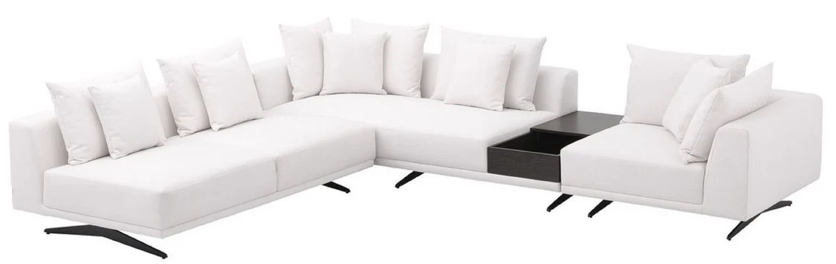Luxury corner sofa white / bronze 340 x 292 x H. 64 cm - Elegant living room sofa with cushions - Luxury furniture - Luxury quality