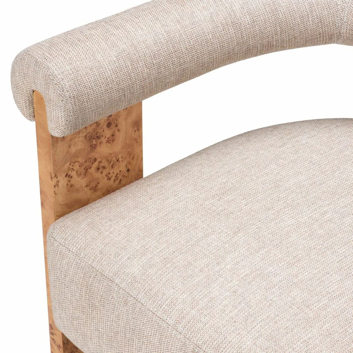 Luxury dining room chair with armrests natural color / light brown