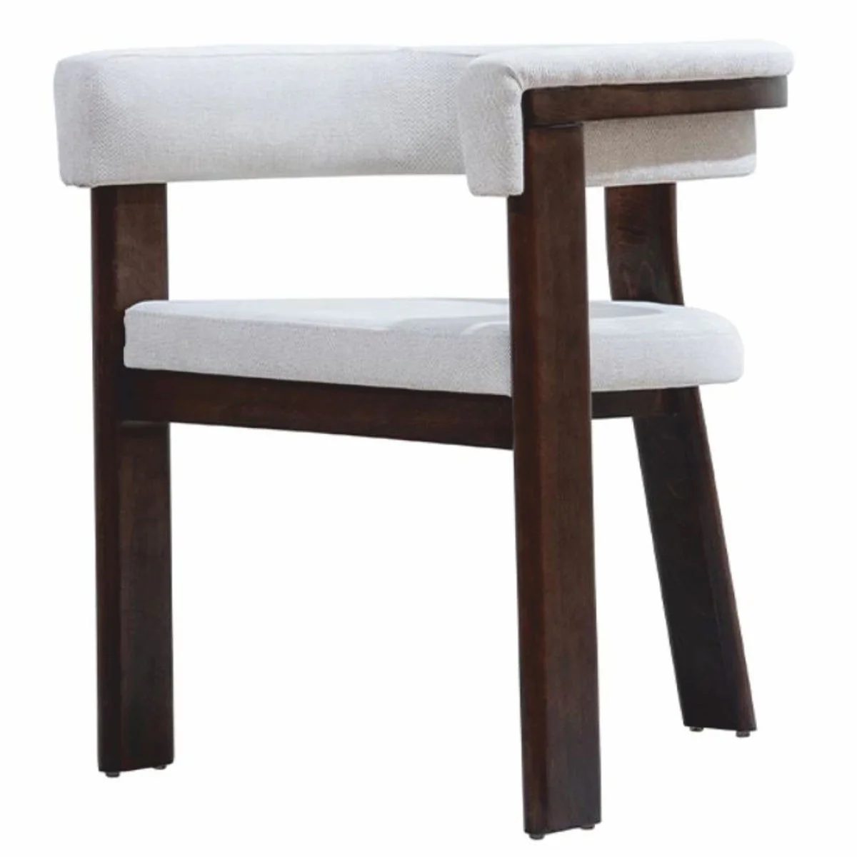 Luxus Esszimmer Stuhl mit Armlehnen Weiß / Dunkelbraun - Esszimmer Möbel