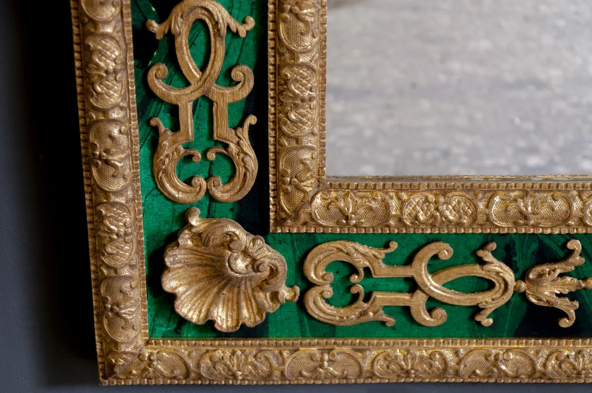 Luxury Baroque Mirror Malachite / Gold - Handmade Wall Mirror in Baroque Style - Green Antique Style