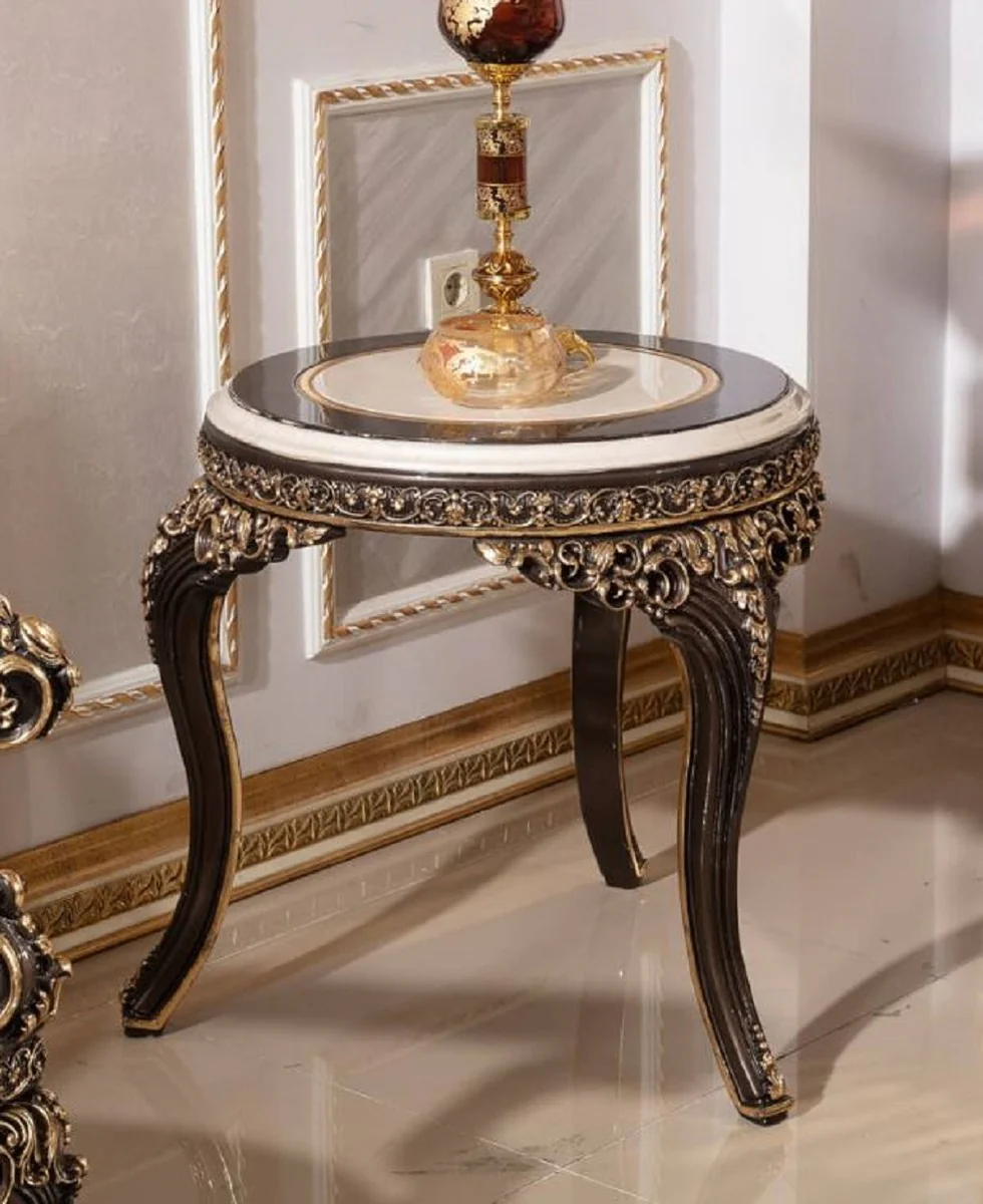Luxury baroque side table cream / dark brown / gold