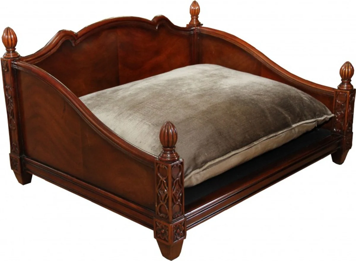 Baroque luxury dog ​​& cat sofa made of solid oak wood brown - dog bed cat bed - Limited Edition