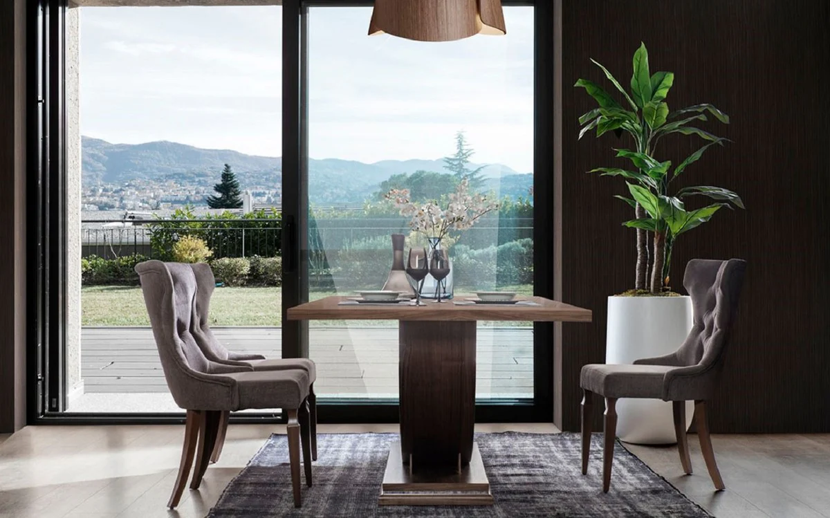 Luxury dining table brown 220 x 103 x H. 76 cm - Modern solid wood kitchen table - Luxury solid wood dining room furniture