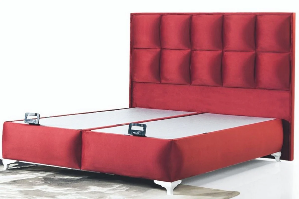 Luxury double bed Bordeaux red / white - Modern solid wood bed - Modern bedroom & hotel furniture - Luxury collection