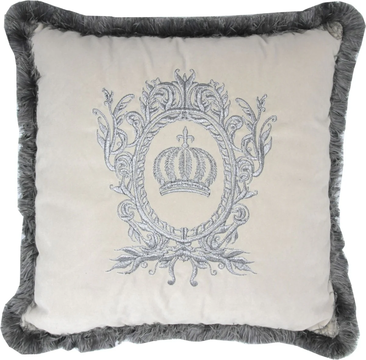 Harald Glööckler luxury decorative cushion Pompöös by cream / silver - Glööckler cushion