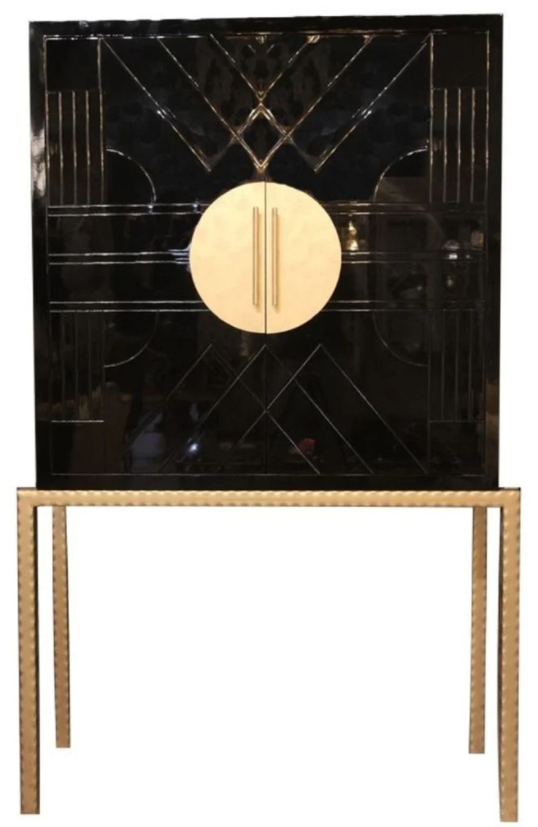 Designer bar cabinet black / brass 120 x 40 x H. 190 cm - Elegant wine cabinet with high-quality ceramic tiles - Bar furniture - Hotel furniture - Luxury quality