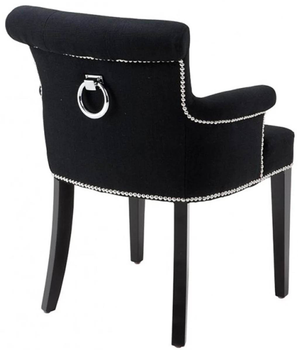 Luxury dining room chair set of 6 black - solid wood kitchen chairs with armrests and elegant velvet fabric - luxury dining room & restaurant furniture