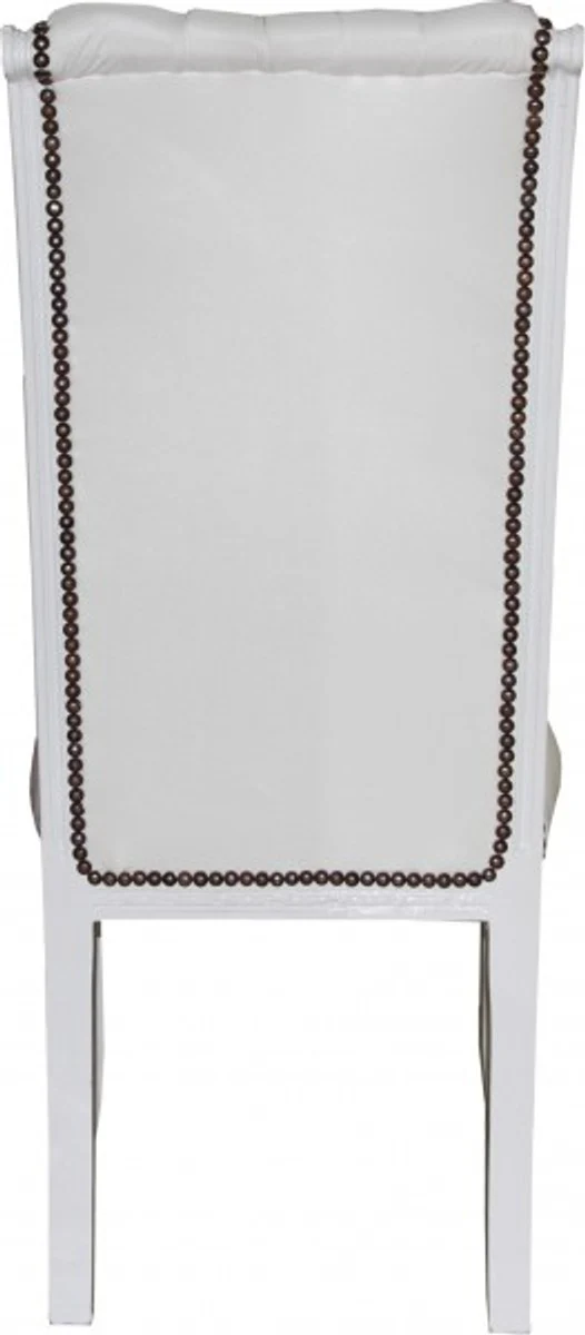 Baroque high-back dining room white/white with glittering stones - high-back chair furniture - baroque furniture