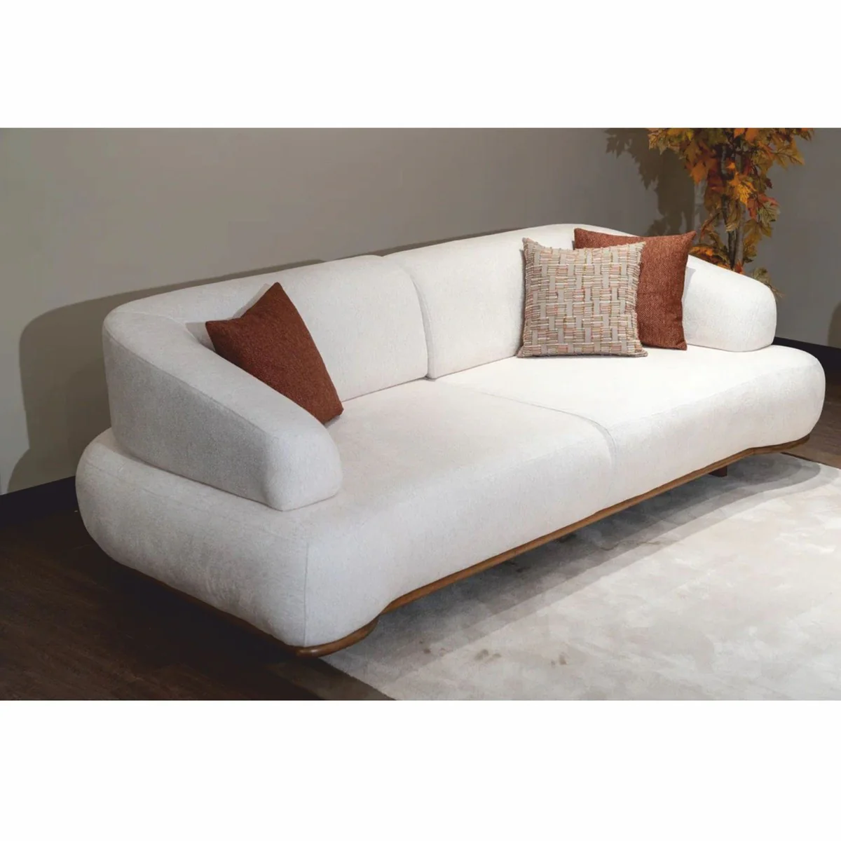 Luxury sofa with adjustable backrests white / brown 240 cm - luxury furniture
