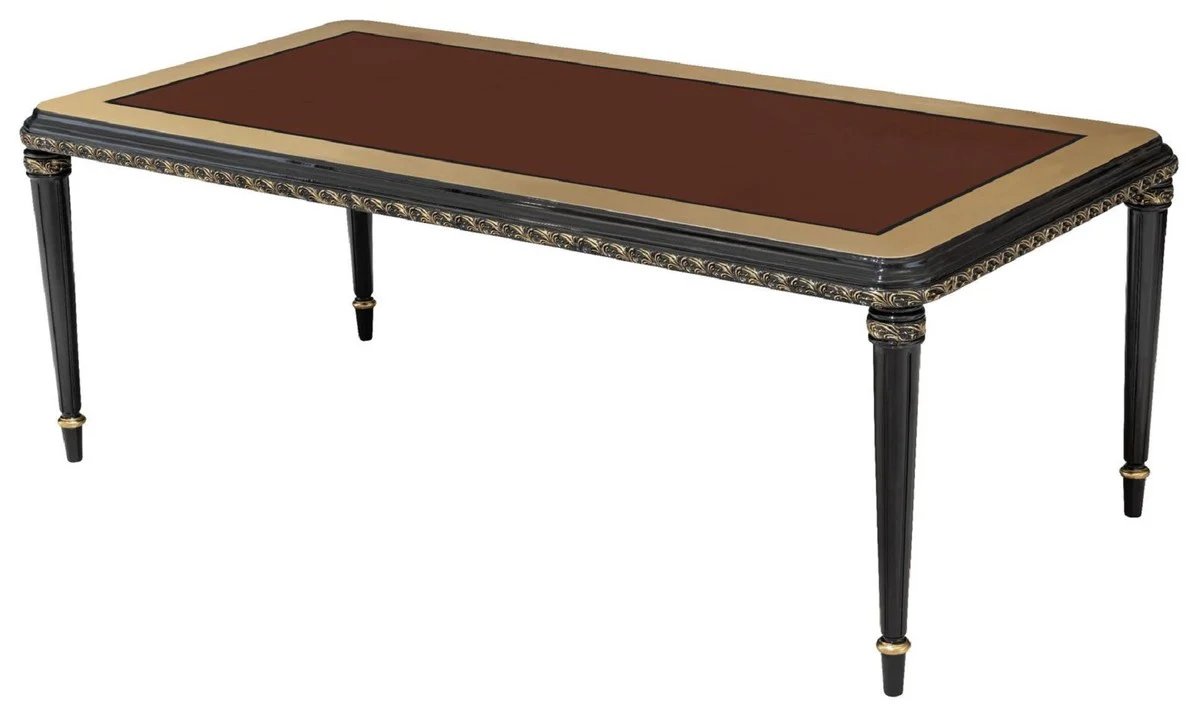 Luxury Baroque Dining Table Brown / Black / Gold - Rectangular Baroque Style Kitchen Table - Luxury Dining Room Furniture in Baroque Style - Baroque Dining Room Furniture - Baroque Furnishings