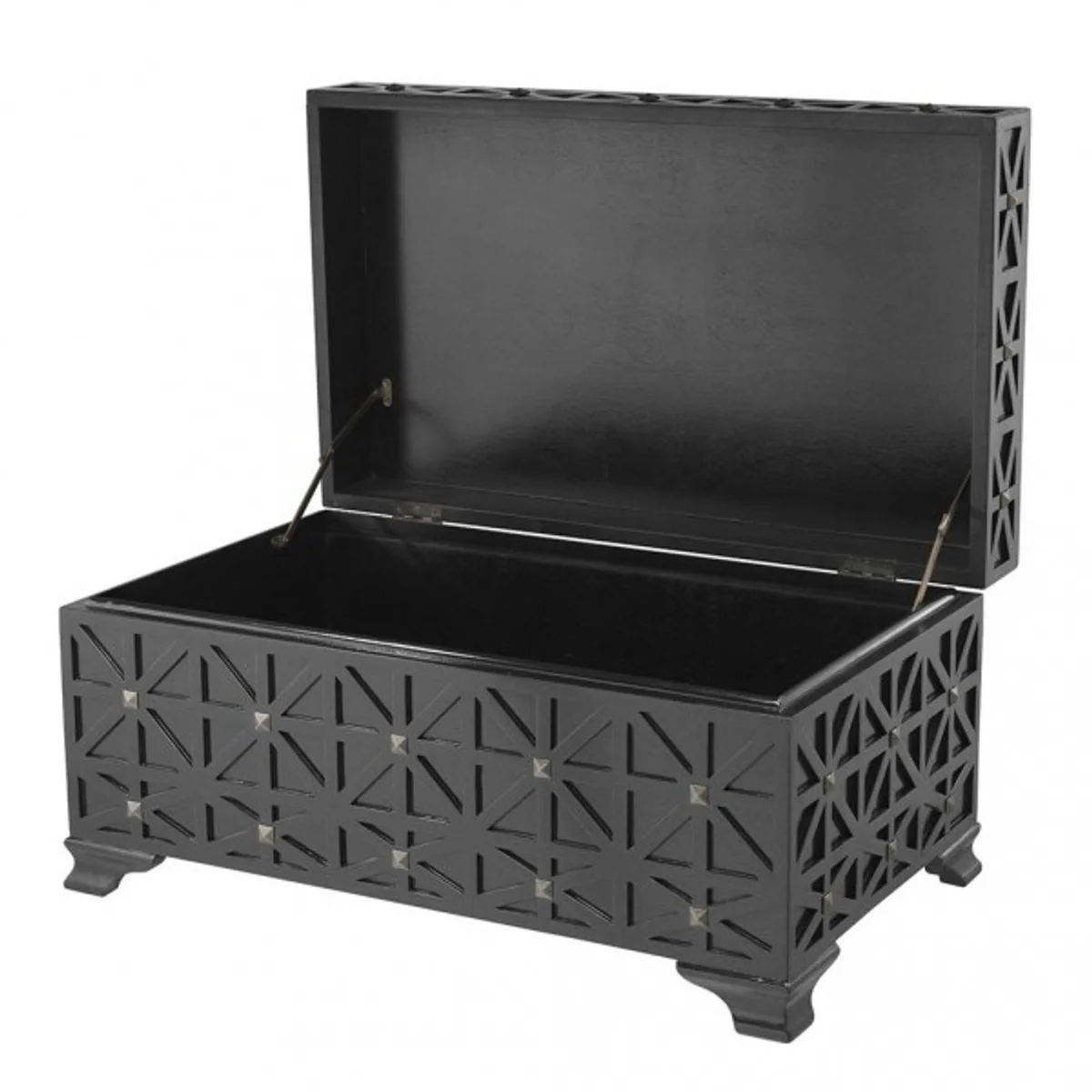 Luxury cabinet chest black with brass nails - Art Deco Baroque Art Nouveau chest cabinet