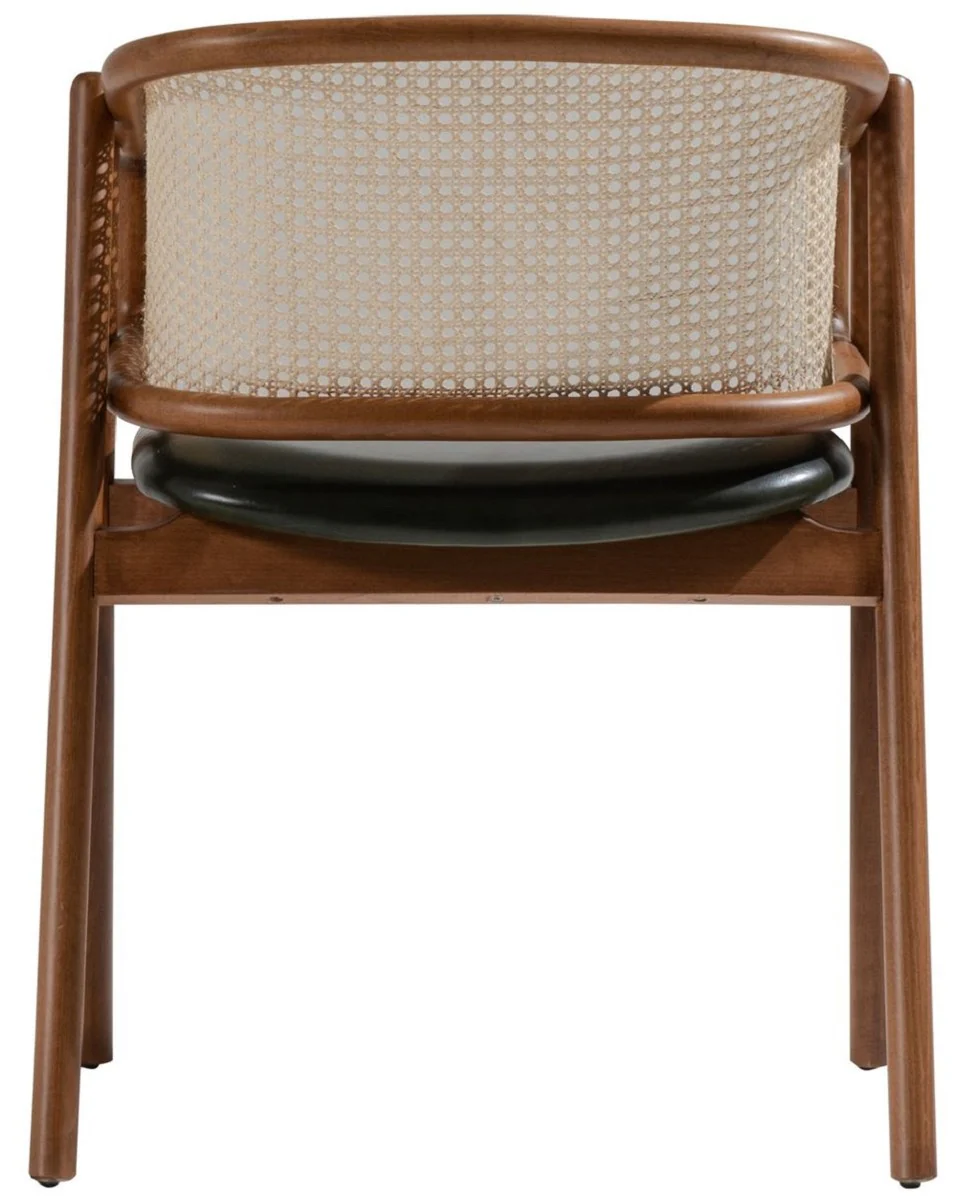 Luxus Esszimmer Stuhl mit Armlehnen Braun / Naturfarben / Dunkelgrün H. 77 cm