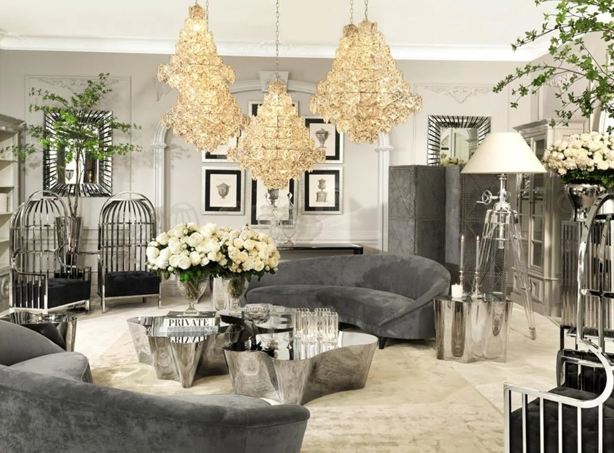 Designer sofa light gray 245 x 87 x H. 79 cm - luxury hotel furnishings