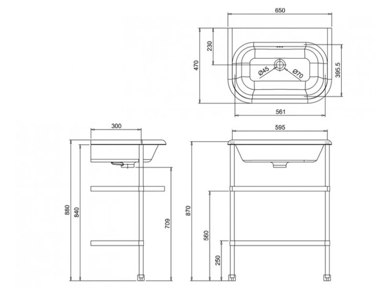 Art Nouveau standing washbasin natural stone white / stainless steel W 65cm - Art Deco washbasin baroque antique style