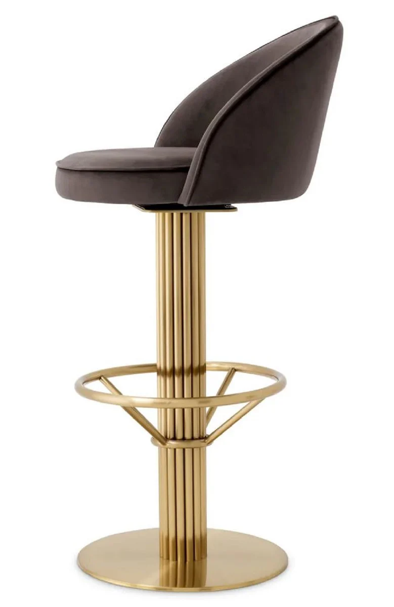 Luxury velvet bar chair dark gray / brass H. 103 cm - Hotel & Bar Furniture