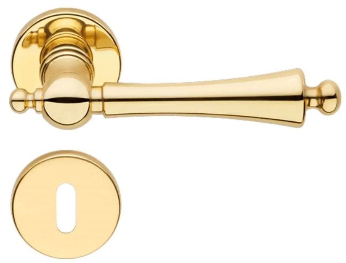 Luxury Art Nouveau door handle set brass colored 13.6 x H. 5 cm - door handles with rosettes - luxury quality - Made in Italy