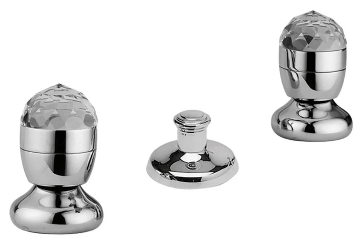 Luxury Bathtub Faucets Bidget Three-Hole Mixer Drain Fitting Silver - Luxury Bathroom Accessories Made in Italy