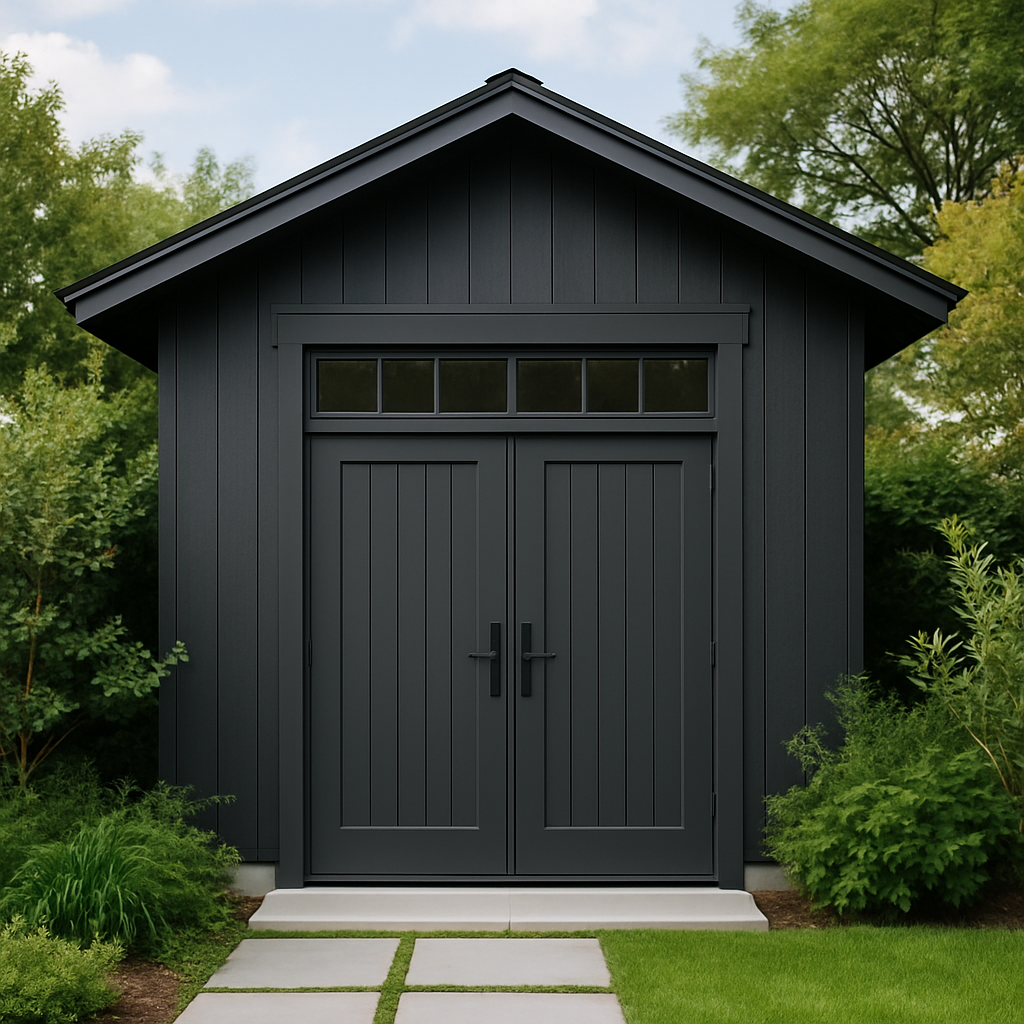 Gartenhaus aus schwarzem Kunstharz, 260 × 200 × 260 cm