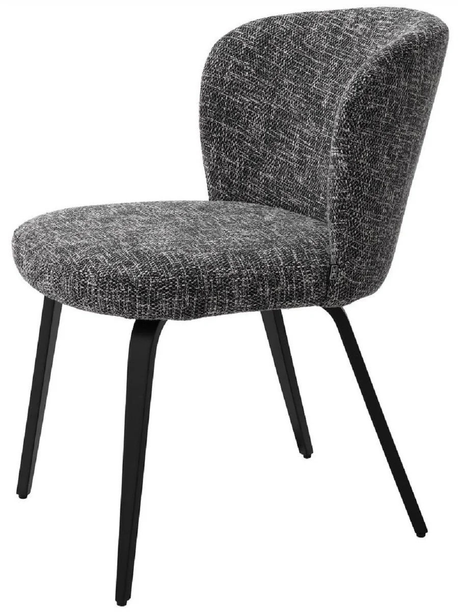 Luxury dining room chair black / black 57 x 69 x H. 81 cm - Padded kitchen chair in retro design - Luxury retro dining room furniture