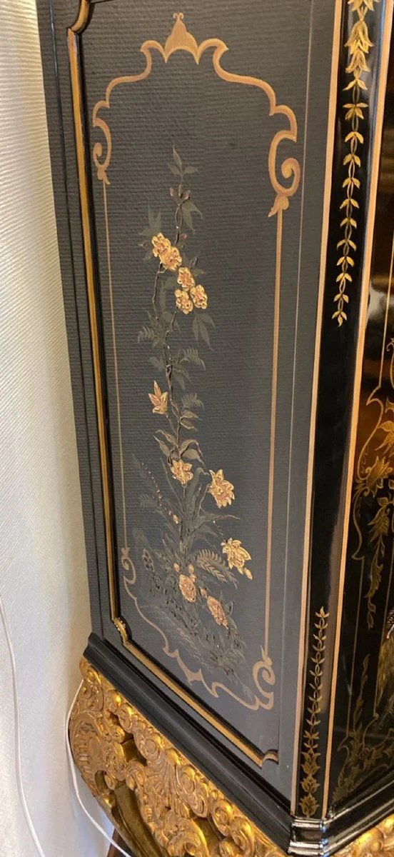 Luxury baroque bar cabinet black / multicolored / gold - magnificent solid wood cabinet with LED lighting - baroque living room furniture - baroque bar furniture - baroque hotel furniture