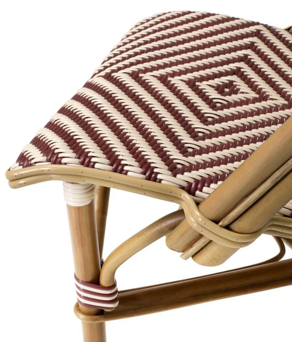 Luxury rattan chair natural colors / burgundy / white 46 x 60 x H. 83 cm - winter garden furniture