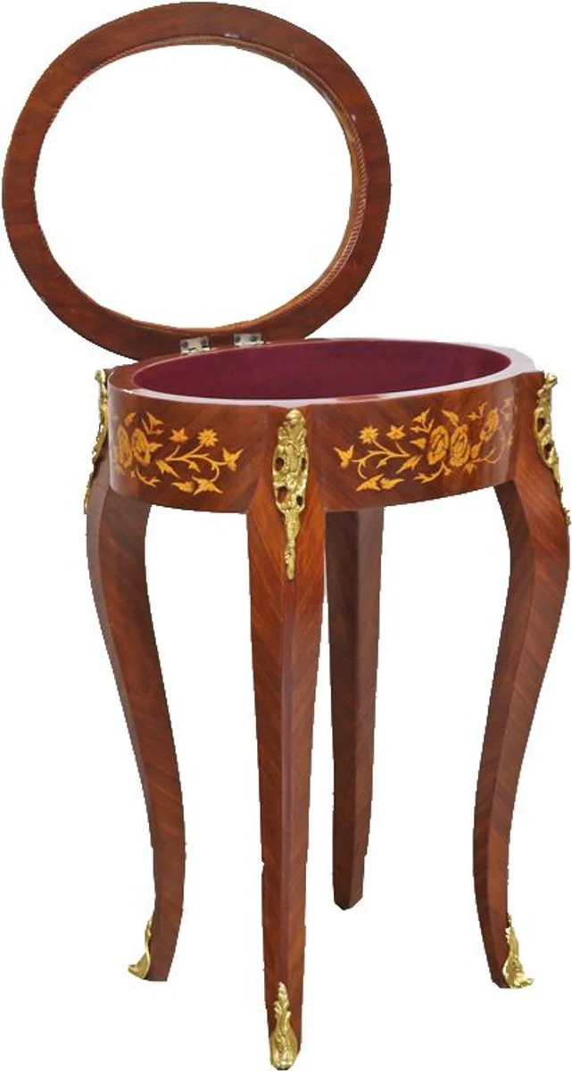 Baroque side table mahogany inlaid / gold H75 x 55 cm - Louis XVI antique style table - furniture