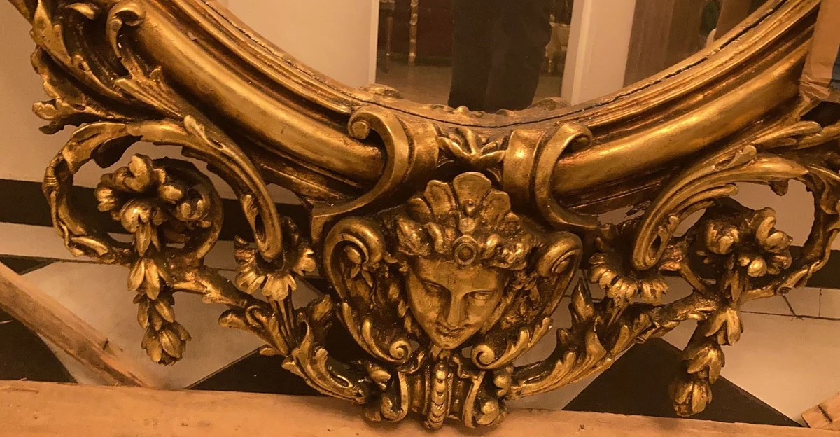 Luxus Barock Spiegel Gold - Handgefertigter Antik Stil Spiegel - Prunkvoller Wandspiegel im Barockstil - Barock Möbel - Edel & Prunkvoll