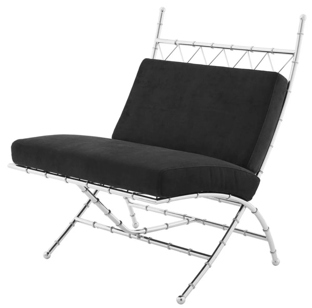 Luxury folding chair silver / black 75 x 81.5 x H. 92 cm - luxury furniture