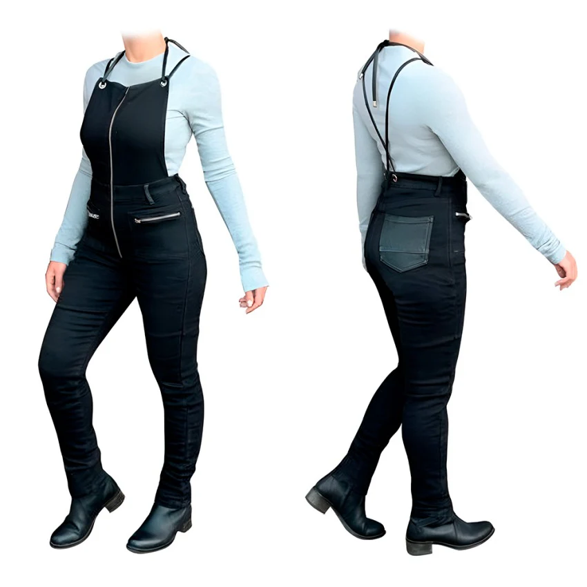 ZOEY OVERLAP DENIM JUMPSUIT - BLACK