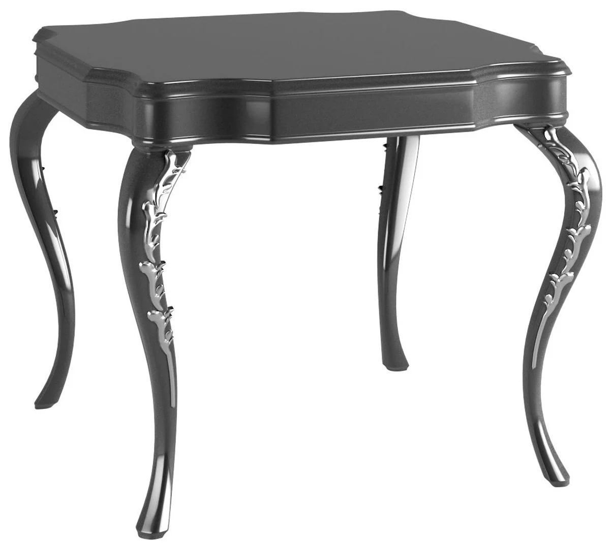 Luxury baroque side table black / silver 63 x 63 x H. 62 cm - Noble table in baroque style - Baroque living room furniture