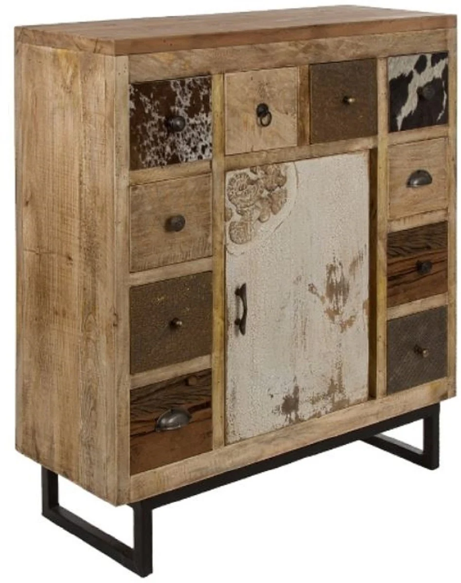 Country house style sideboard with door and 10 drawers natural color / multicolored 85 x 32 x H. 103 cm - country house style living room furniture