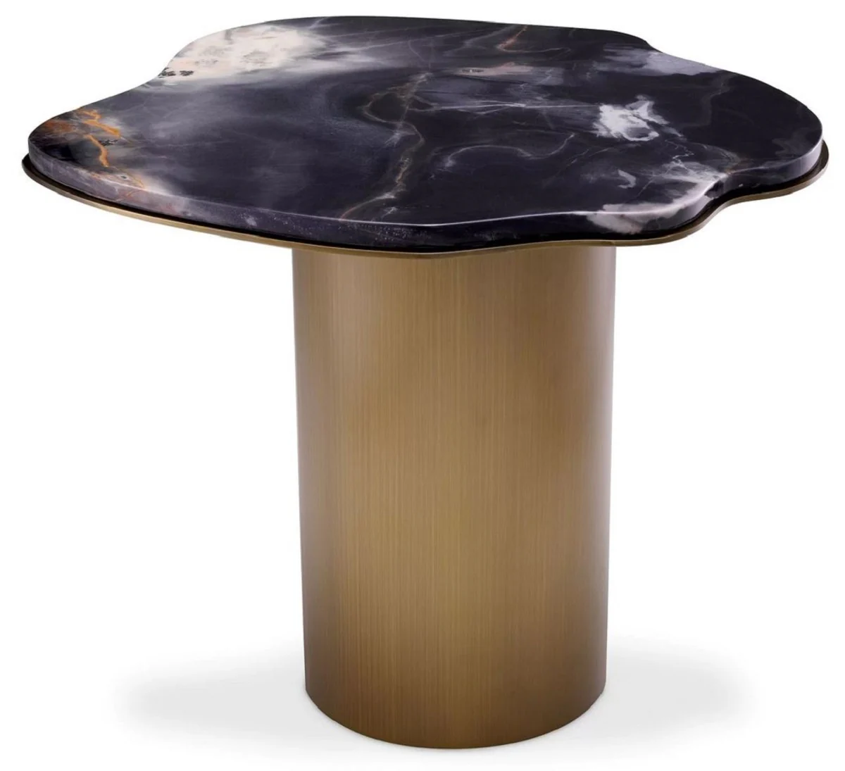 Luxury side table black / brass 58.5 x 60.5 x H. 51 cm - stainless steel table with marble top - living room furniture - luxury furniture - living room furnishings - luxury quality