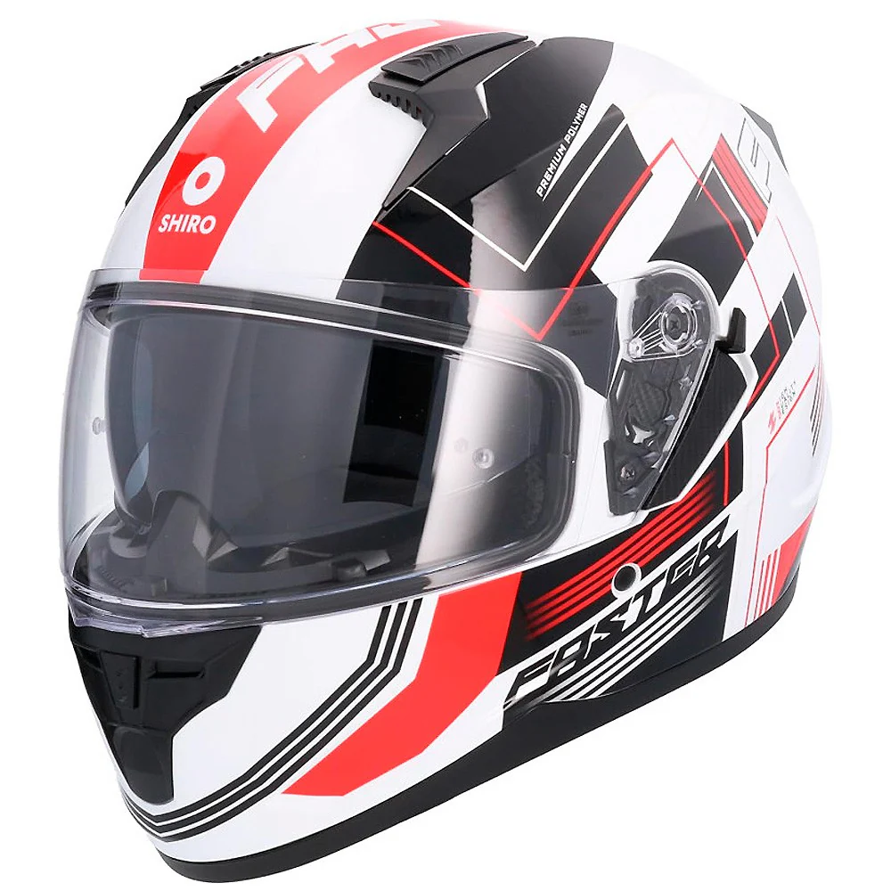 SHIRO SH667 THUNDER FASTER HELMET WHITE / RED