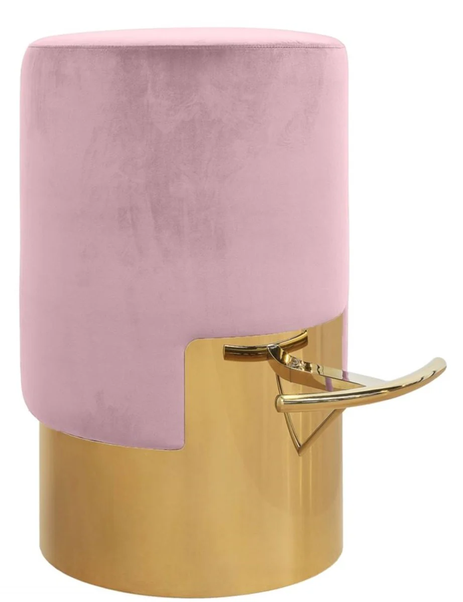 Luxury bar stool pink / gold Ø 46 x H. 76 cm - bar furniture