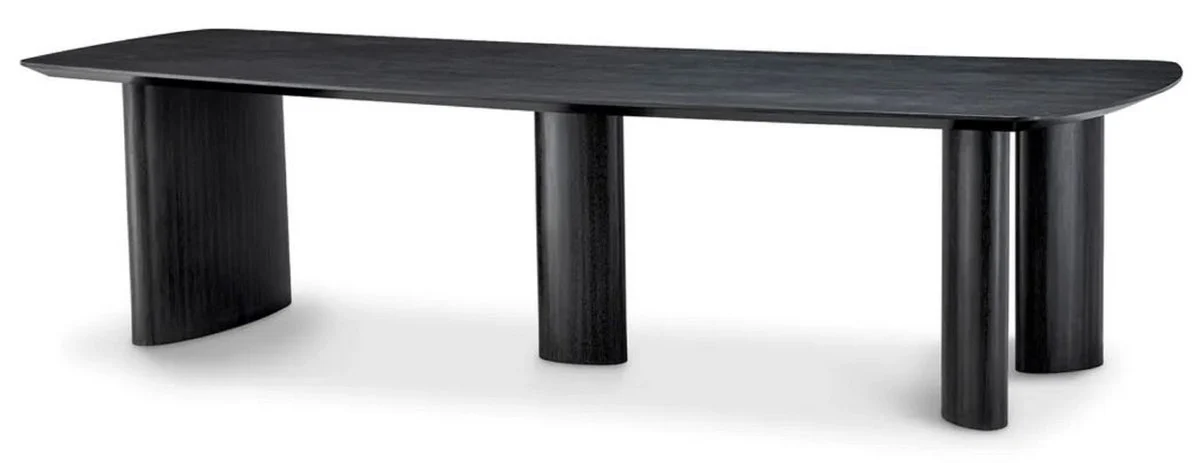 Luxury dining table black gray 300 x 120 x H. 76.5 cm - solid wood kitchen table with slightly curved table top - dining room furniture - kitchen furniture - luxury furniture - luxury furnishings