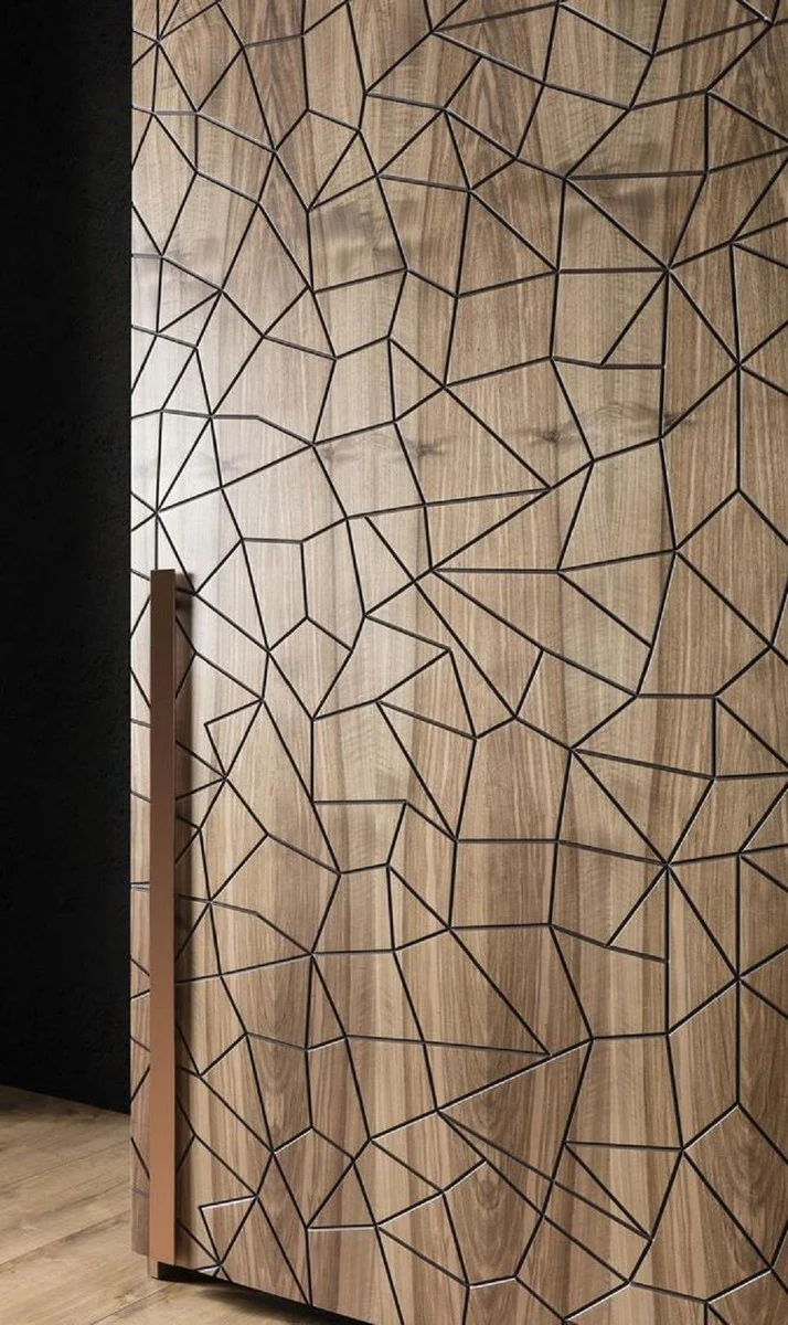 Luxury bedroom wardrobe brown / copper 260 x 70 x H. 220 cm - solid wood wardrobe with 2 sliding doors - luxury bedroom furniture