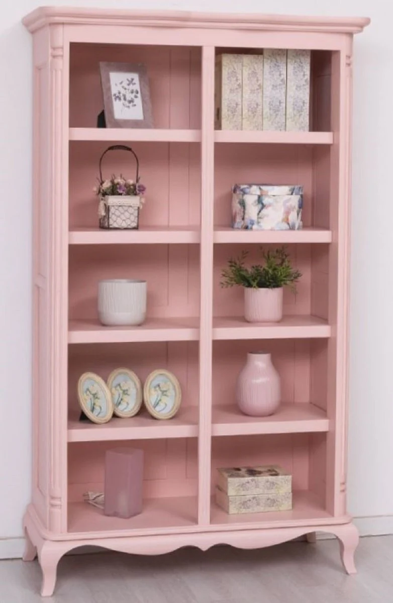 Country house style cupboard pink 112 x 49 x H. 190 cm - solid wood shelf cupboard - bookcase - living room cupboard - country house style furniture