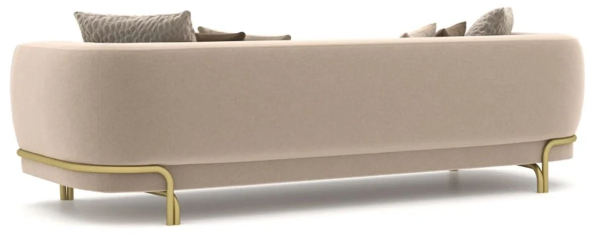 Luxury sofa light brown / brass 300 x 100 x H. 75 cm - living room sofa - hotel sofa - living room furniture - hotel furniture - luxury furniture - luxury furnishings