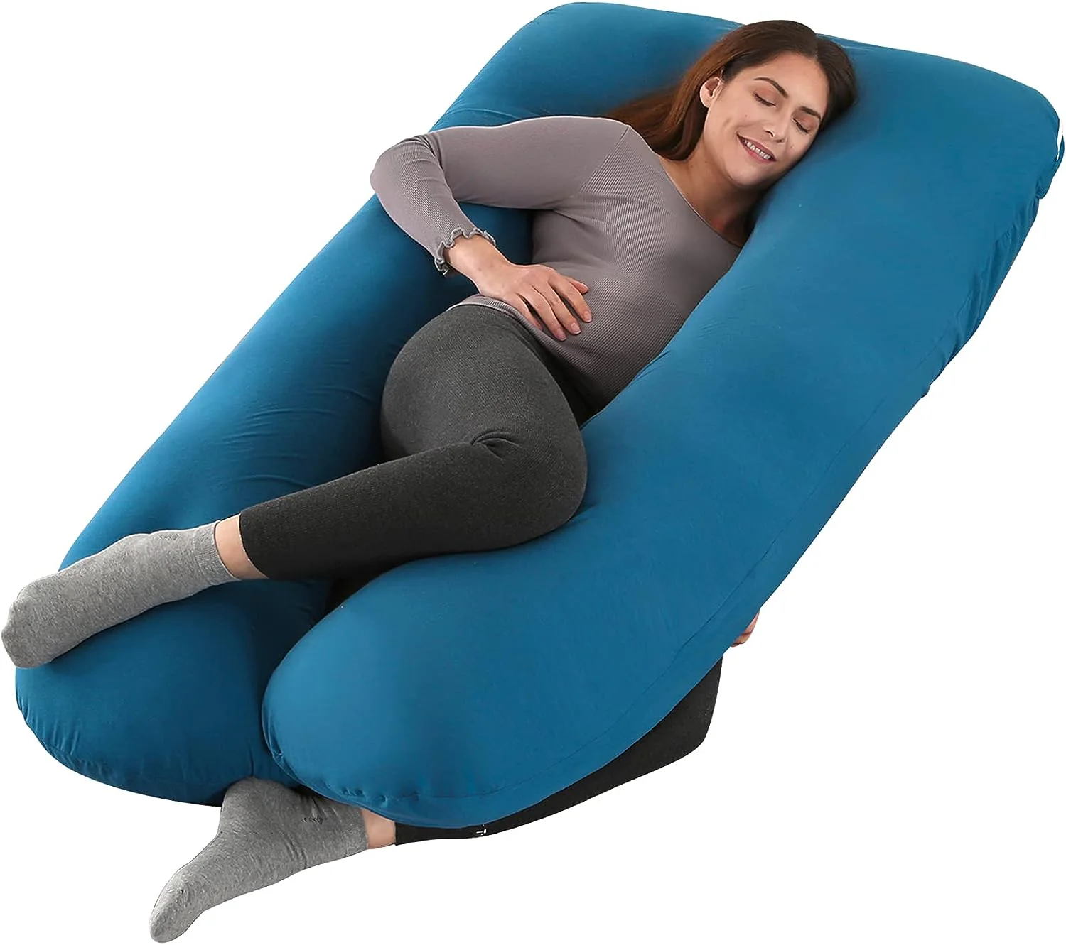 57 Zoll Schwangerschaftskissen zum Schlafen, U-förmiges Mutterschafts-Ganzkörperkissen für schwangere Frauen mit Hüft-, Bein-, Rücken- und Bauchstütze, waschbarer Samtbezug im Lieferumfang enthalten (Mintgrün)